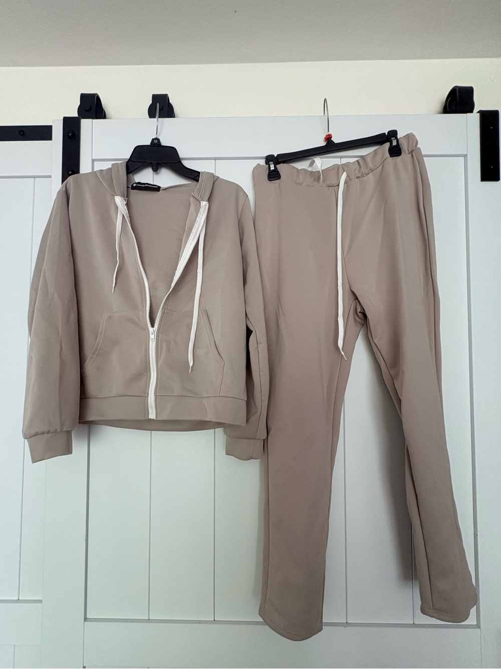 Women's Taupe Drawstring Jogger Pants Hoodie Set